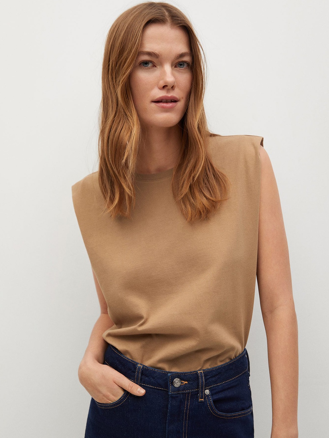 

MANGO Women Beige Sustainable Organic Cotton T-shirt