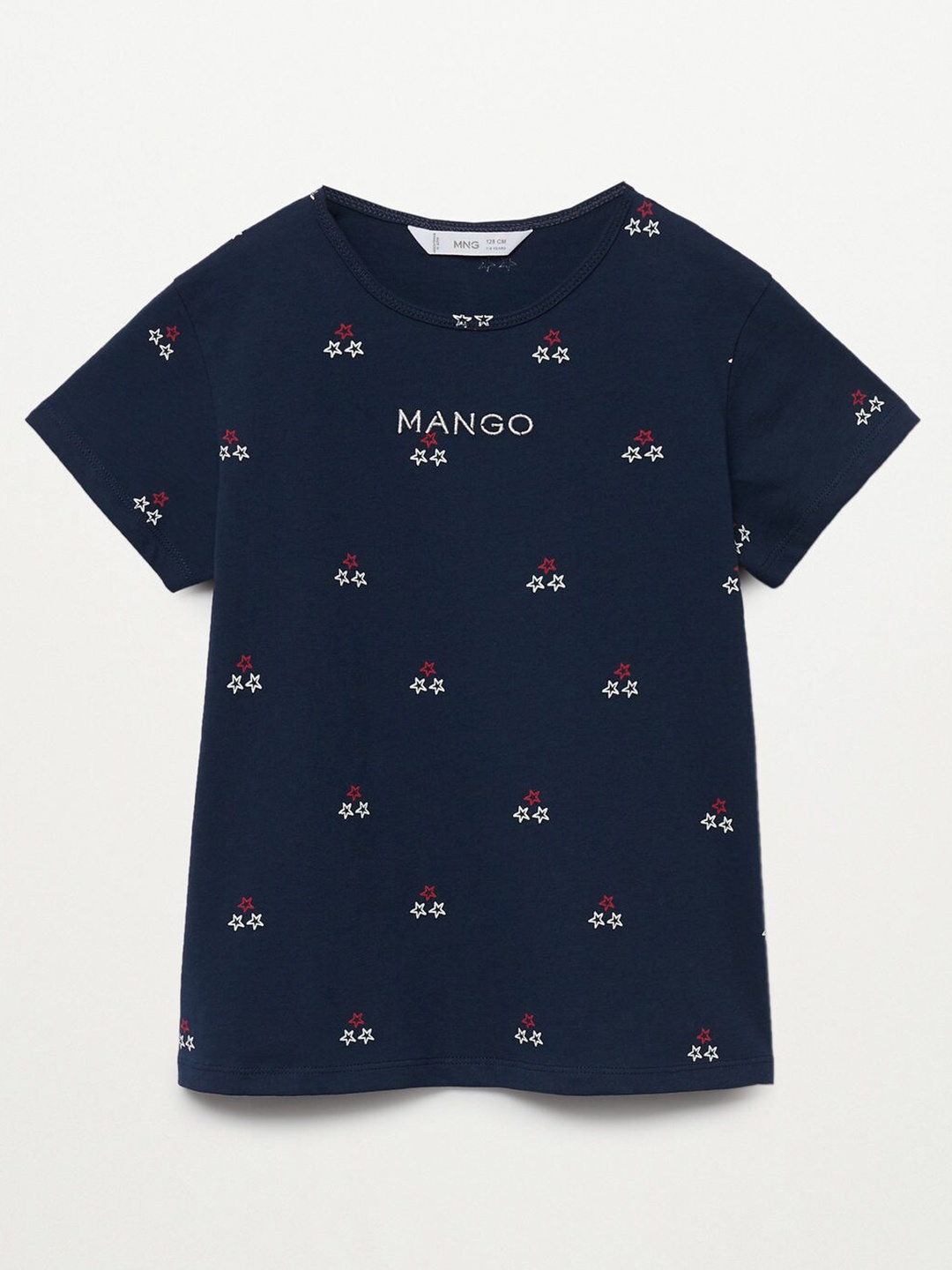 

Mango Kids Girls Navy Blue Pure Cotton Printed Pure Cotton T-shirt