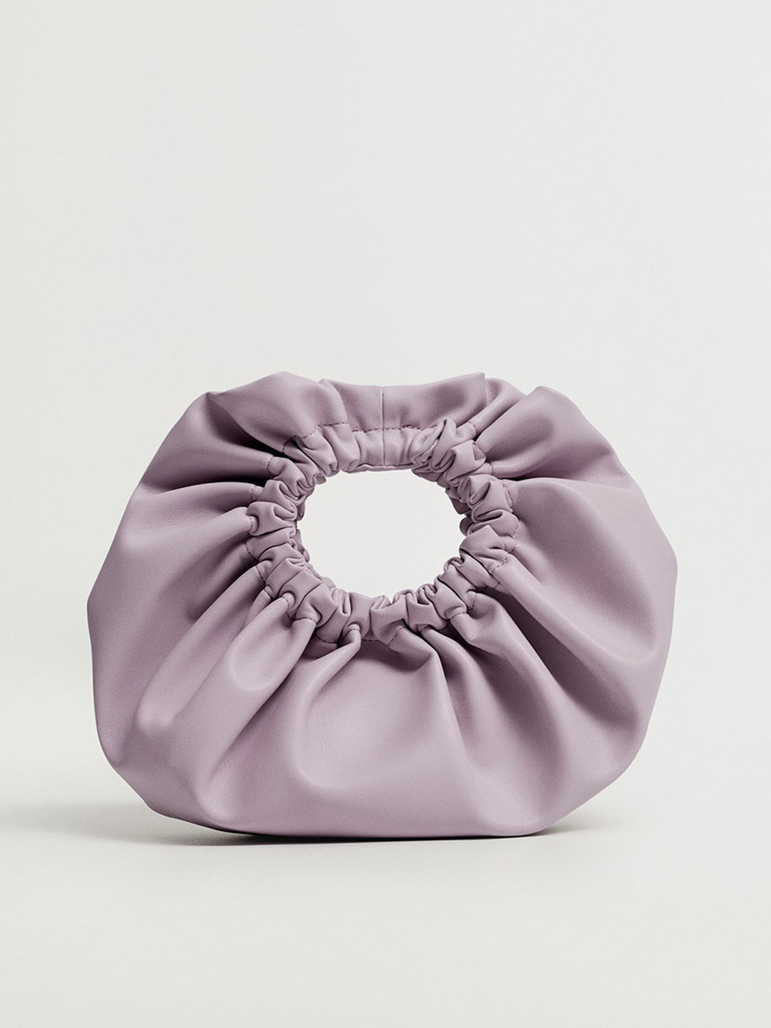 

MANGO Mauve Solid Handheld Bag with Ruched Detail