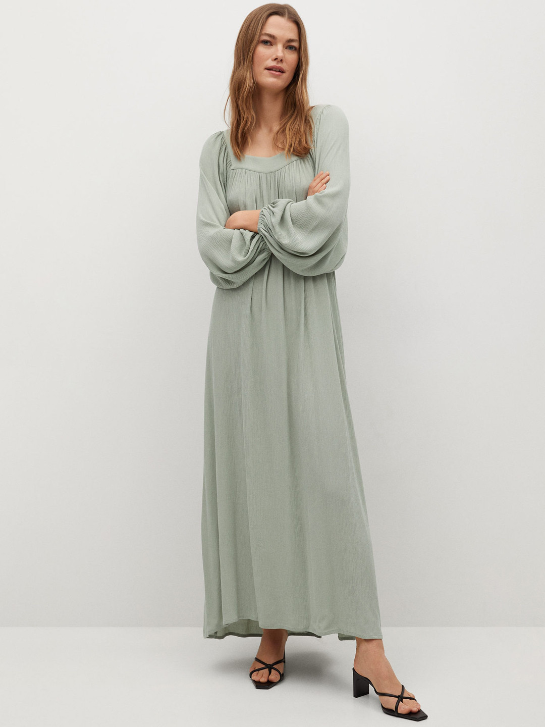 

MANGO Women Green Solid Maxi Dress