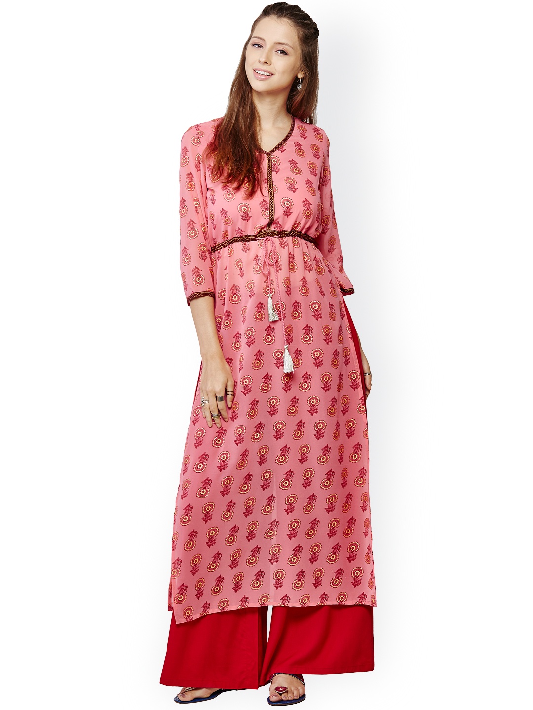 

Global Desi Pink Floral Printed Salwar Suit