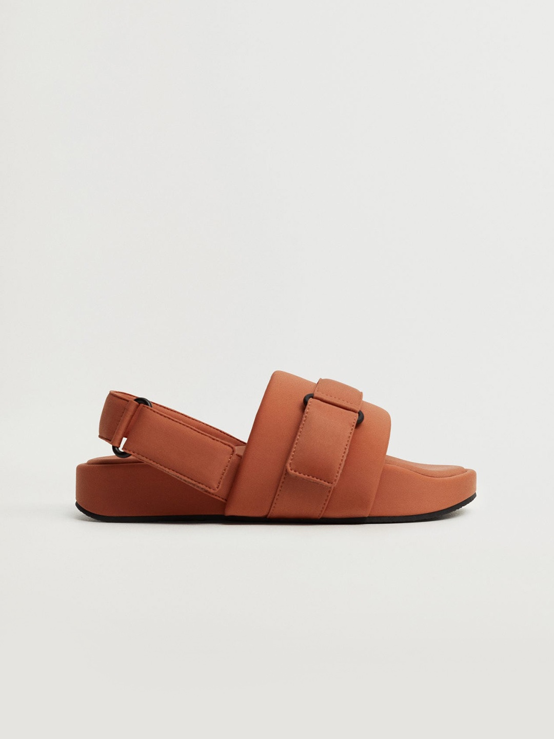 

MANGO Women Brick Red Sustainable Solid Cushioned Open Toe Flats