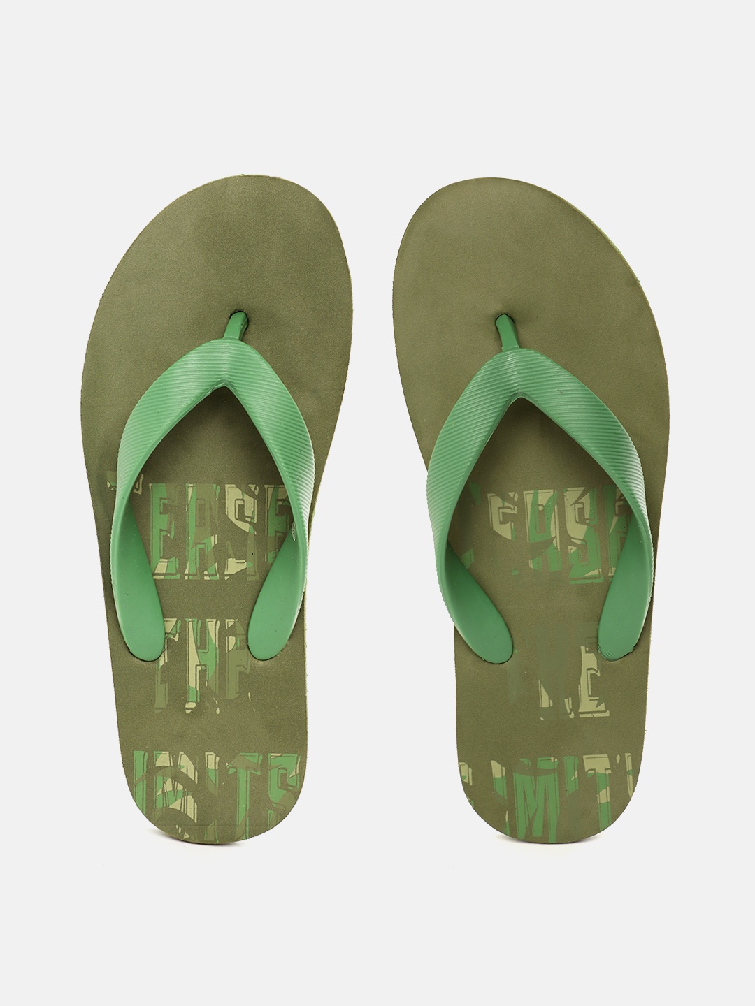 

Roadster Men Green Printed Thong Flip-Flops