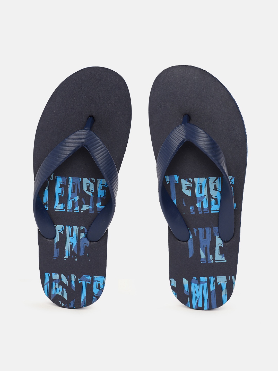 

Roadster Men Navy Blue Printed Thong Flip-Flops