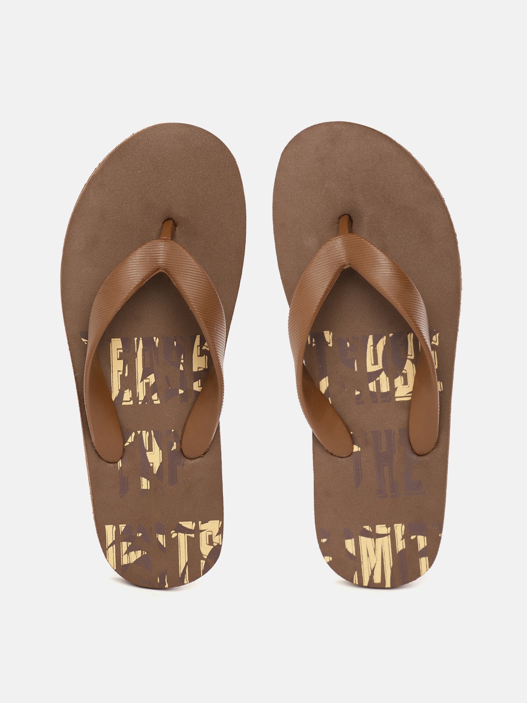 

Roadster Men Brown & Beige Printed Thong Flip-Flops
