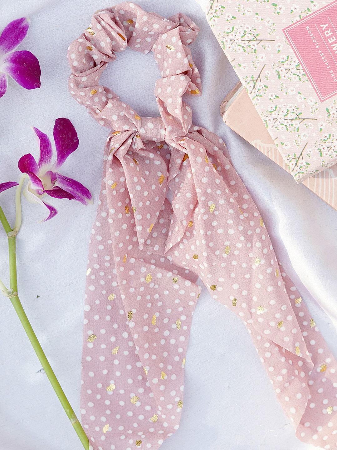 

JOKER & WITCH Women Pink & White Scarf Style Scrunchie