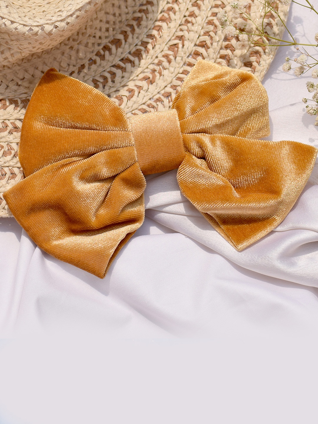 

JOKER & WITCH Women Mustard Brown Bow Embellished French Barrette