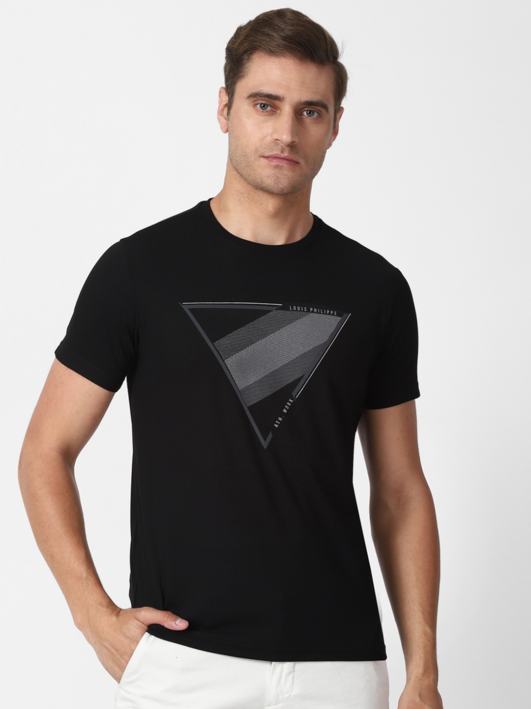 

Louis Philippe Sport Men Black Printed Cotton Pure Cotton T-shirt