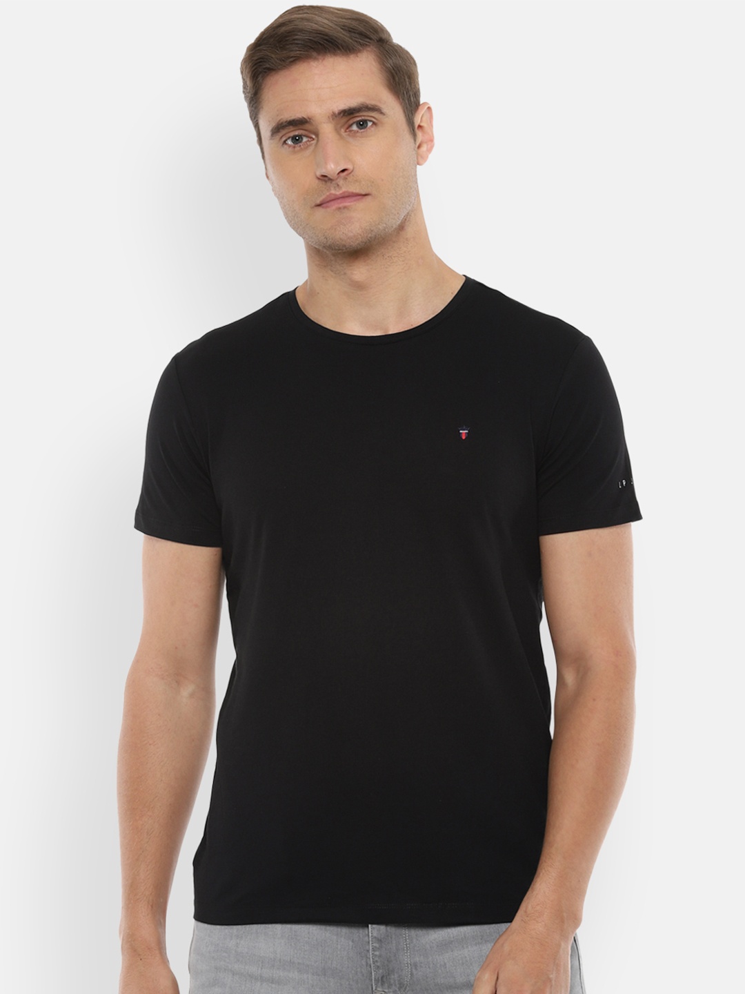 

Louis Philippe Jeans Men Navy Blue Pure Cotton T-shirt
