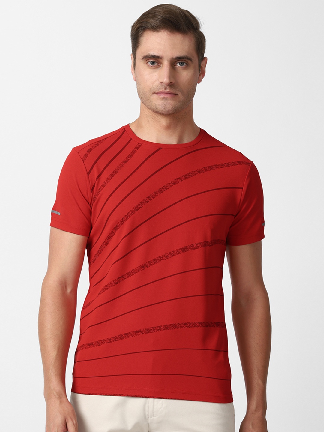 

Louis Philippe Sport Men Pink Striped Cotton T-shirt