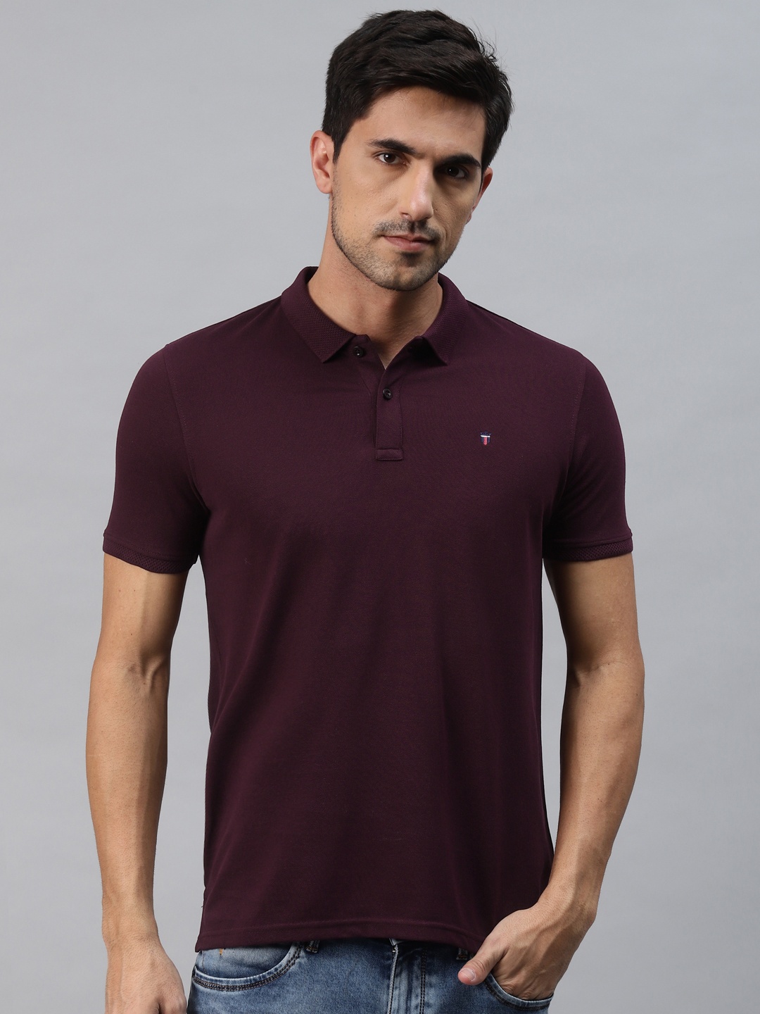 

Louis Philippe Sport Men Burgundy Polo Collar T-shirt