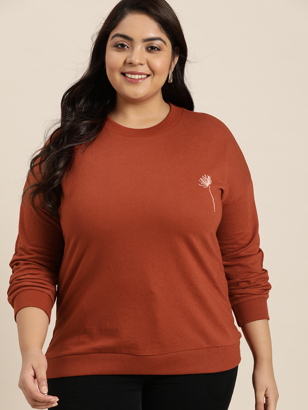 

Sztori Women Plus Size Rust Red Sweatshirt