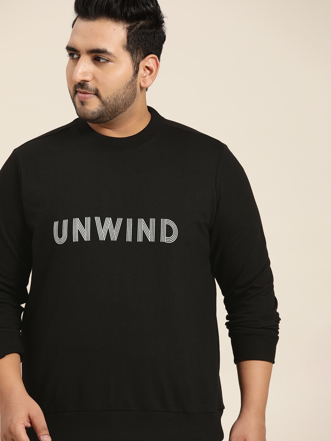 

Sztori Men Plus Size Black Printed Sweatshirt