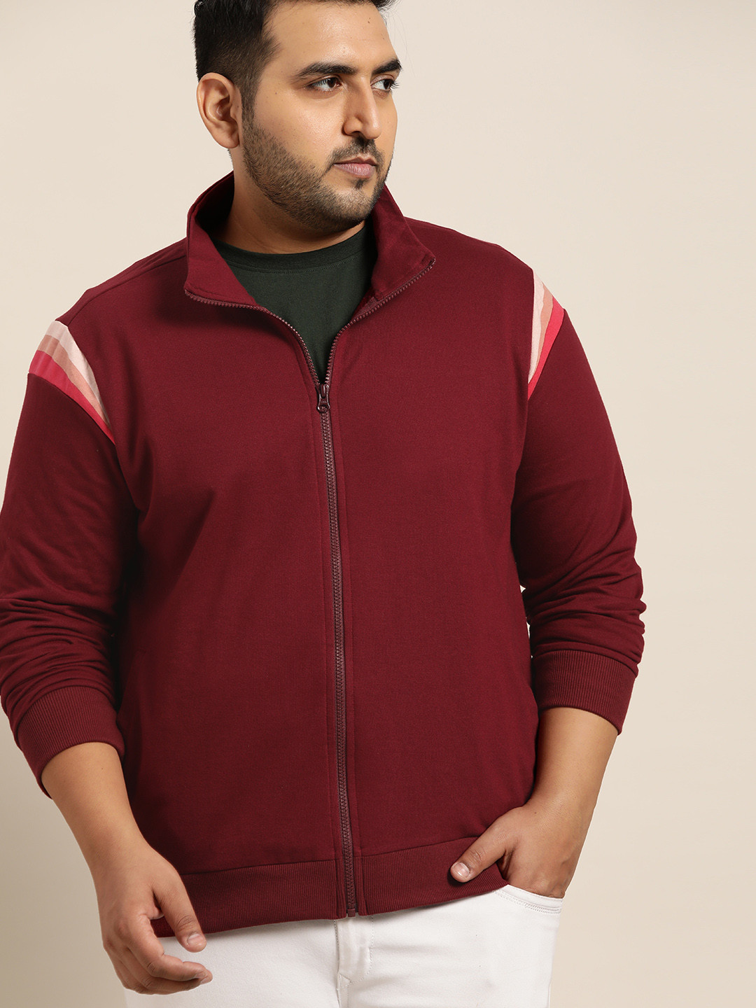 

Sztori Men Plus Size Maroon Solid Sweatshirt