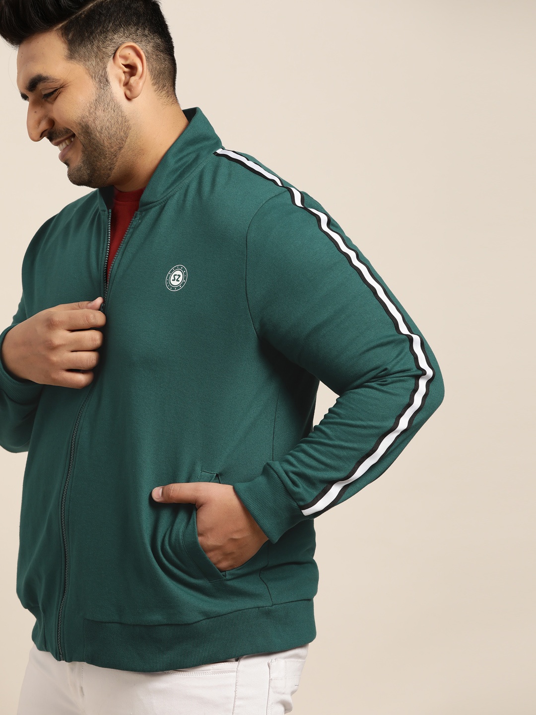 

Sztori Men Plus Size Teal Green Solid Sweatshirt