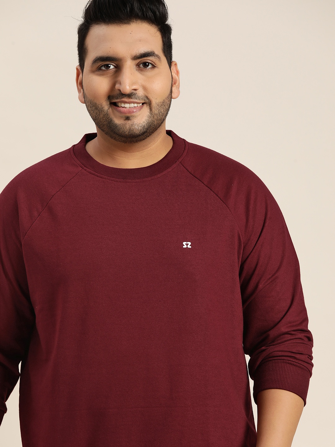 

Sztori Men Plus Size Maroon Solid Sweatshirt