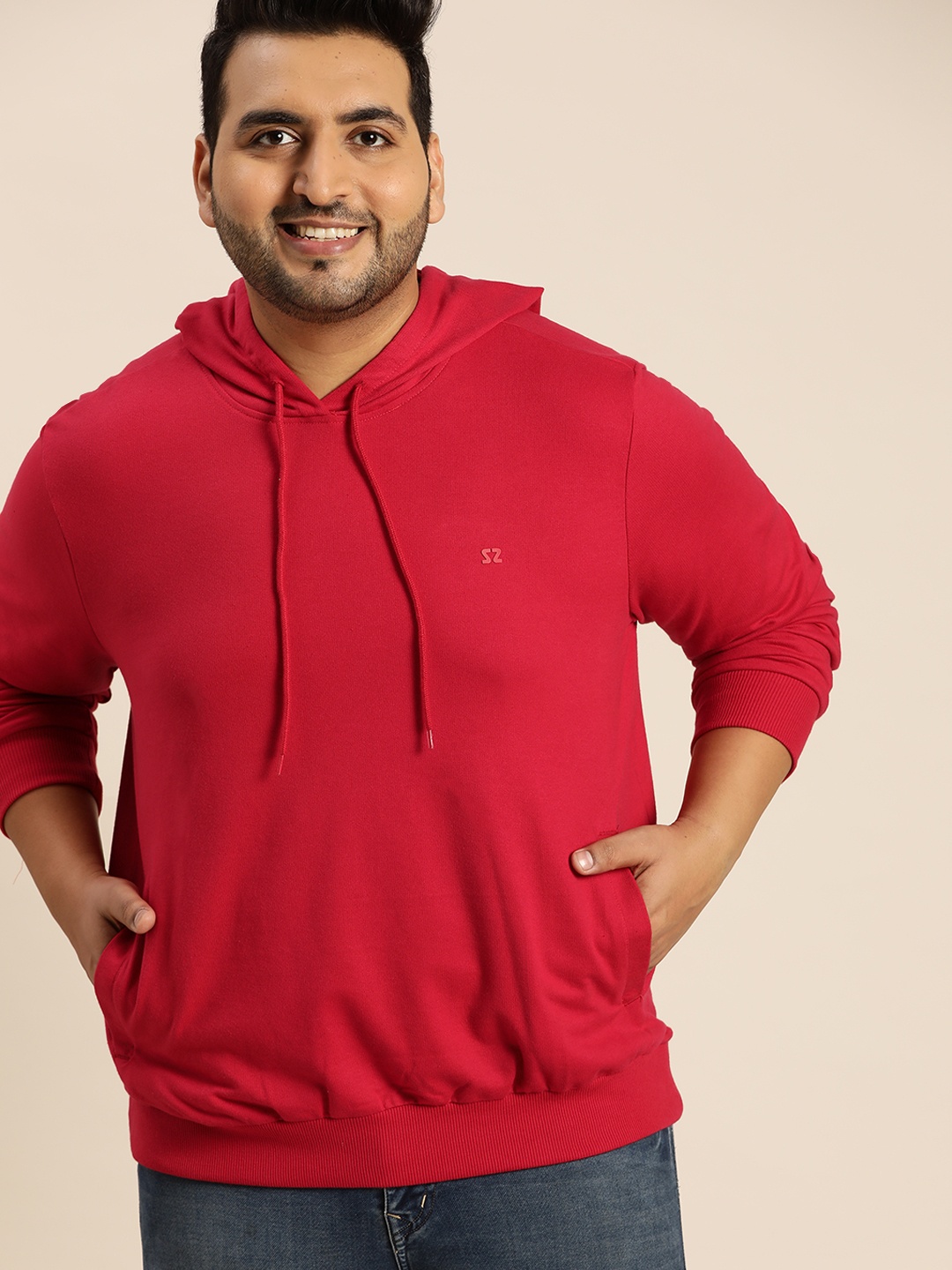

Sztori Men Plus Size Red Hooded Sweatshirt