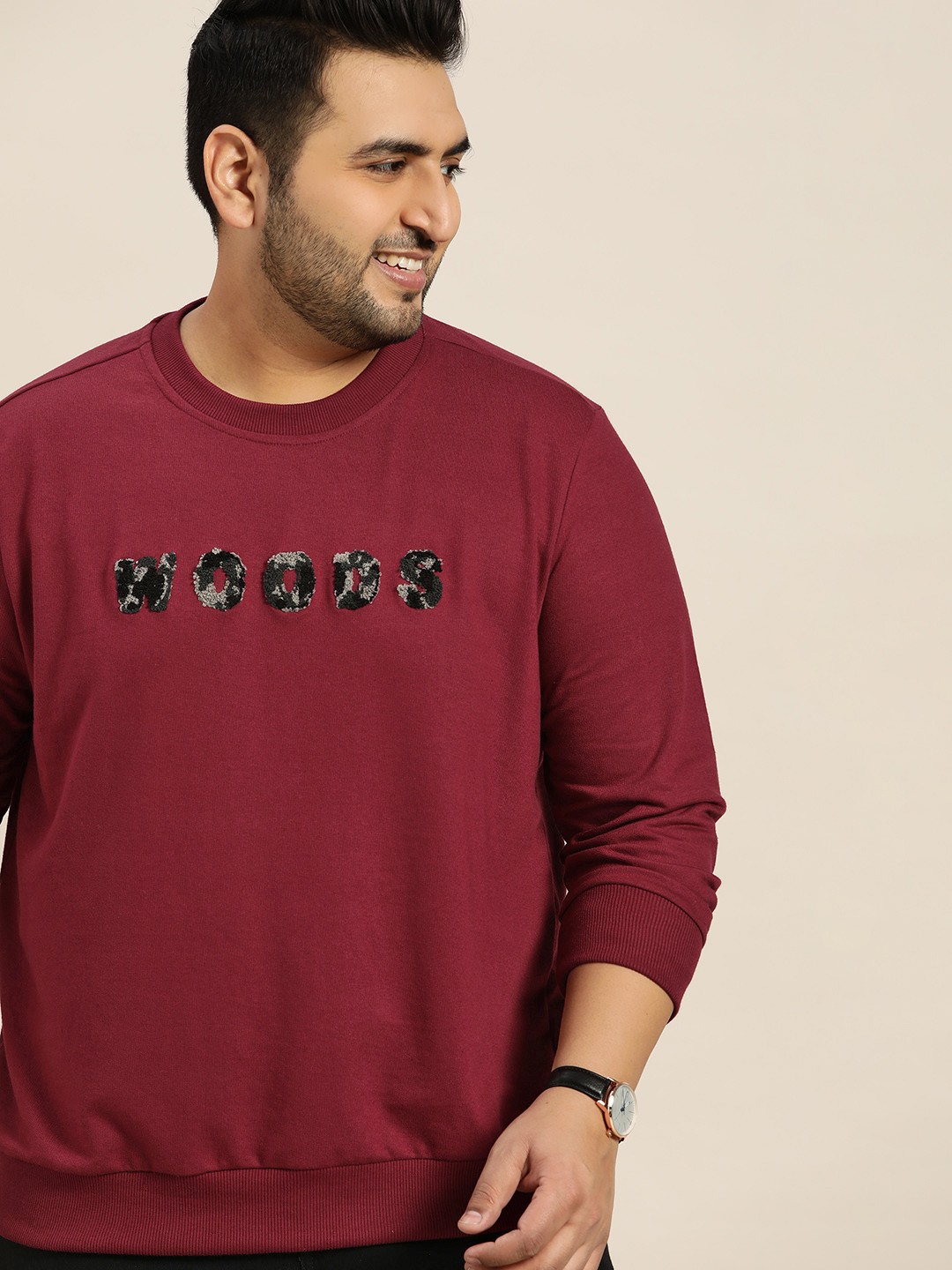 

Sztori Men Plus Size Maroon Applique Sweatshirt