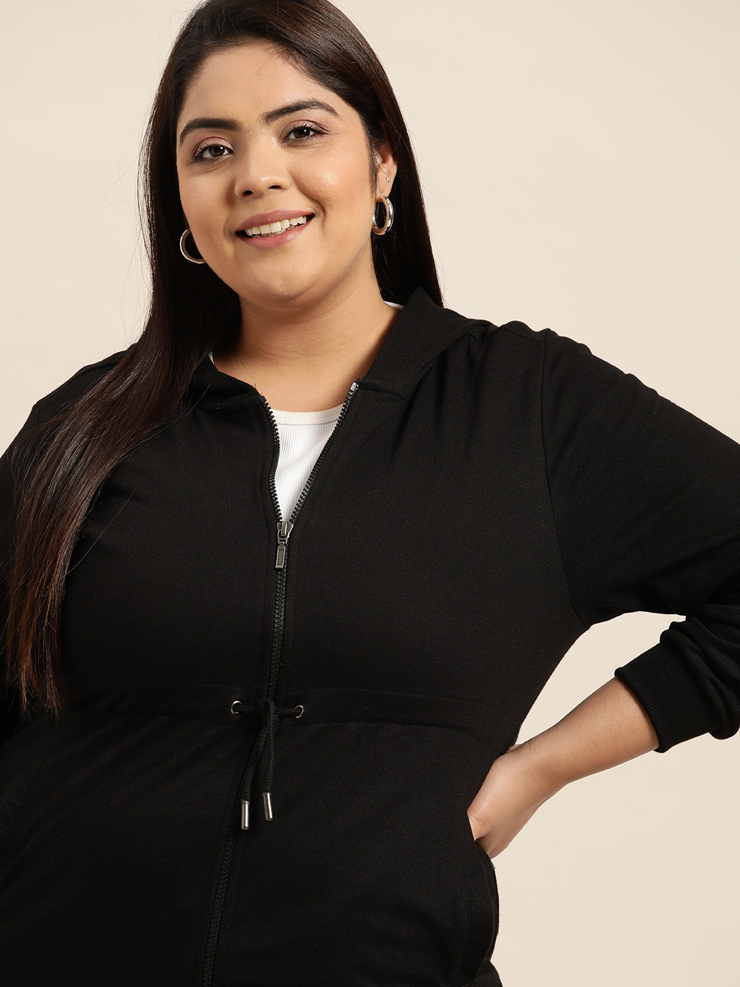 

Sztori Women Plus Size Black Hooded Sweatshirt