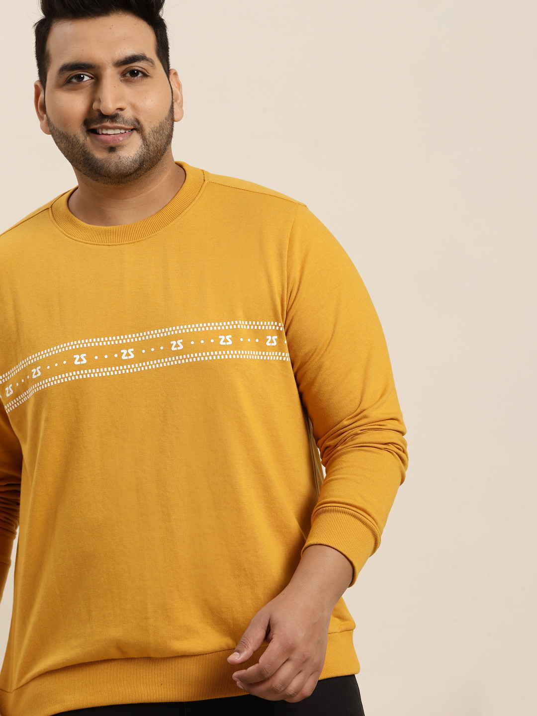 

Sztori Men Plus Size Mustard Printed Sweatshirt