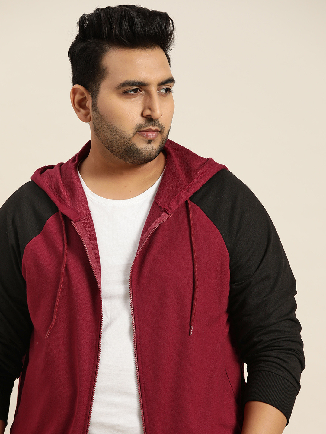 

Sztori Men Plus Size Maroon Hooded Sweatshirt