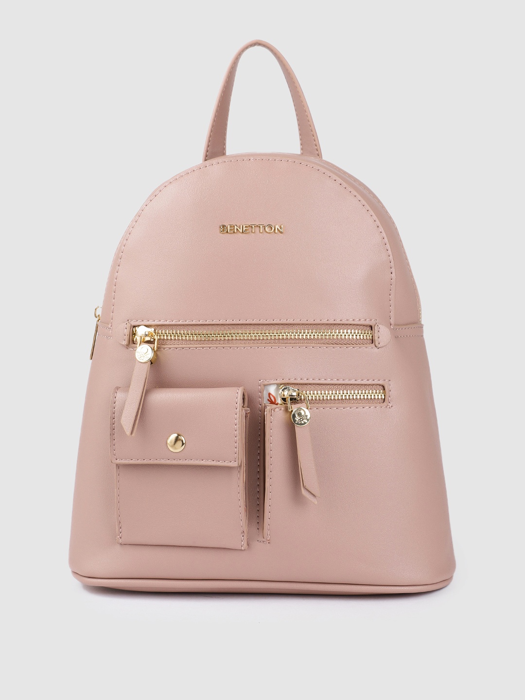 

United Colors of Benetton Women Pink Solid Backpack