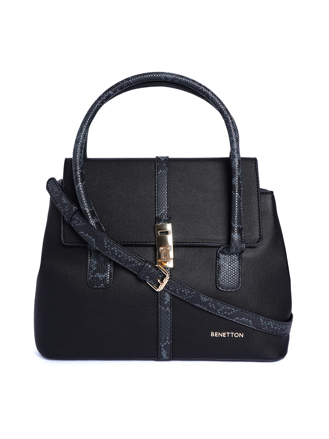

United Colors of Benetton Black Solid Handheld Bag
