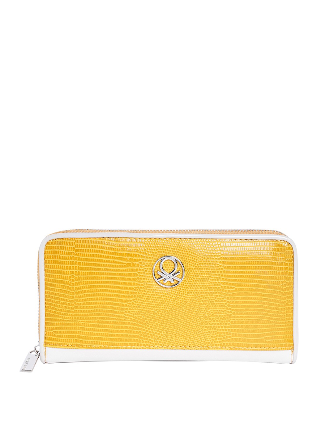 

United Colors of Benetton Women Yellow Textured Zip Around Wallet