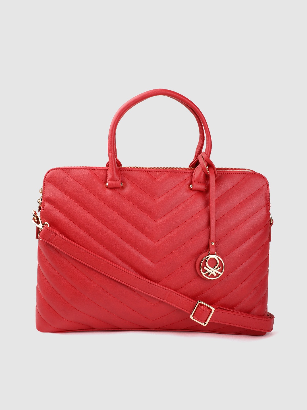 

United Colors of Benetton Women Red 16 Inch Quilted Laptop Bag