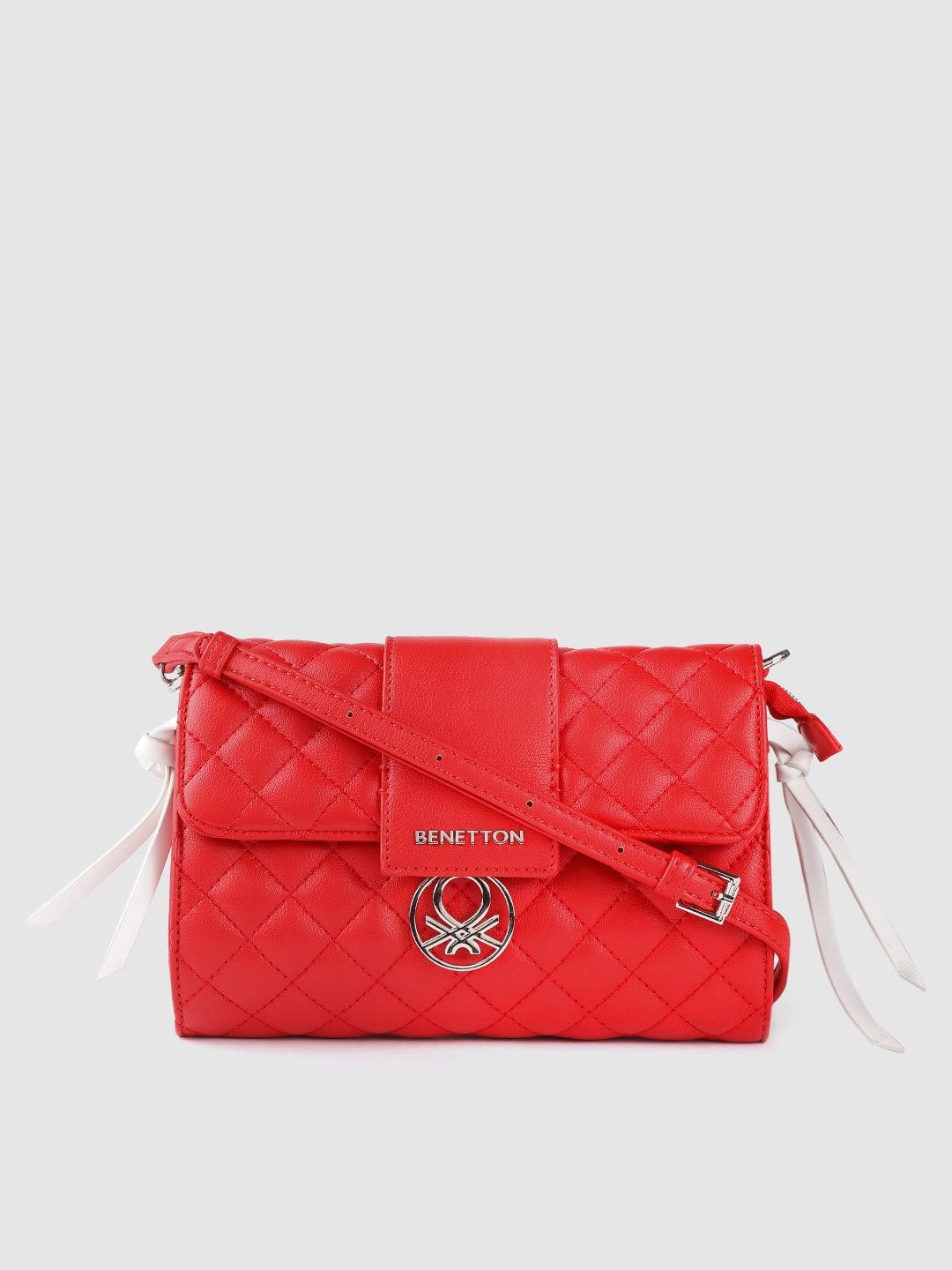 

United Colors of Benetton Red Quilted Structured Sling Bag