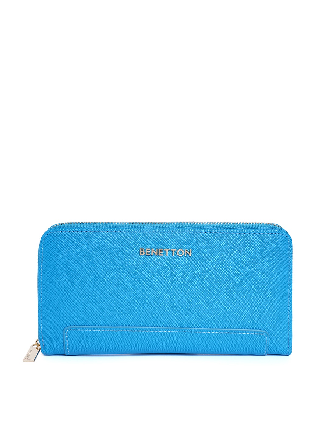 

United Colors of Benetton Women Blue Solid Synthetic Leather Zip Around Wallet