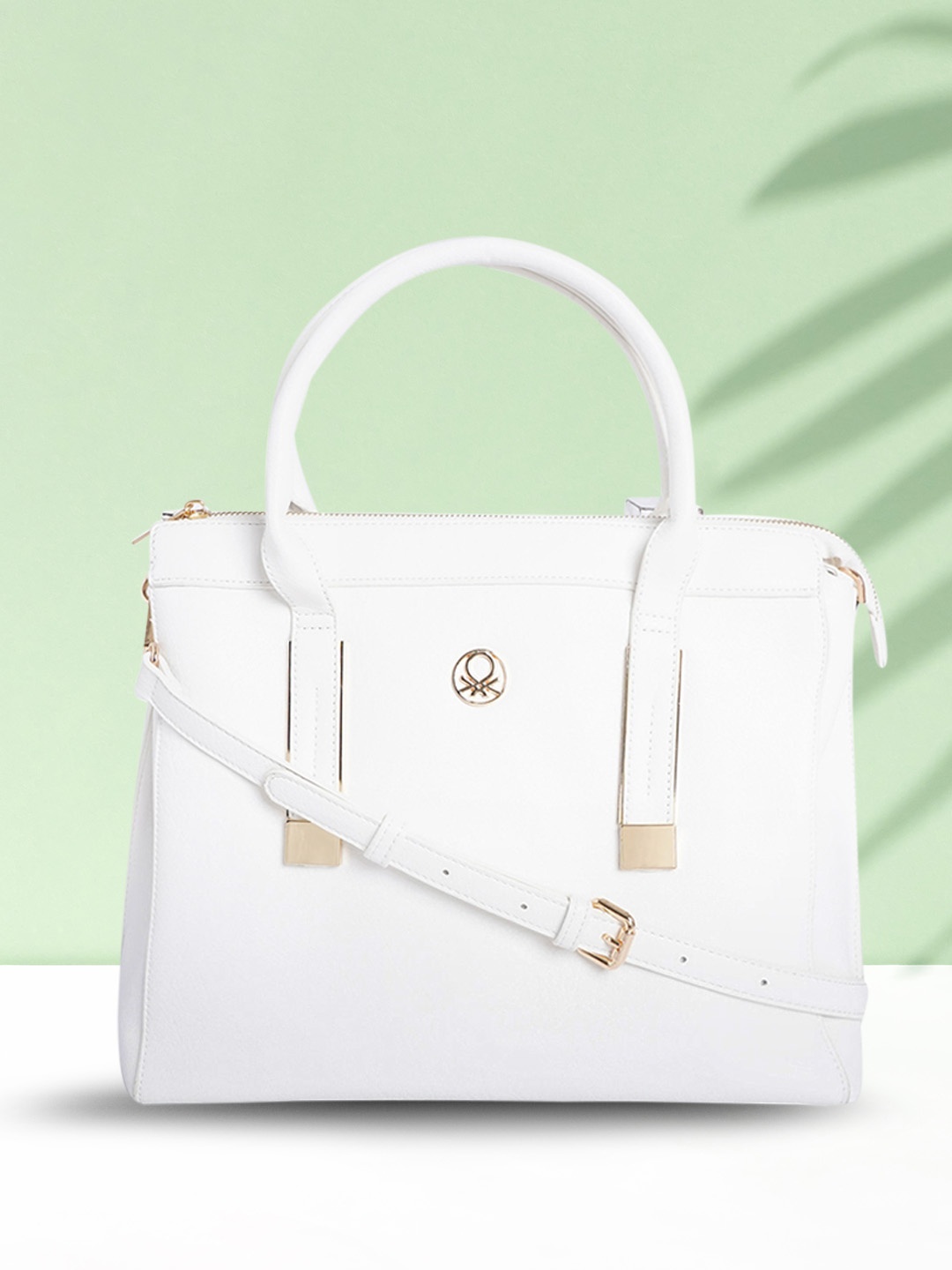 

United Colors of Benetton White Solid Handheld Bag