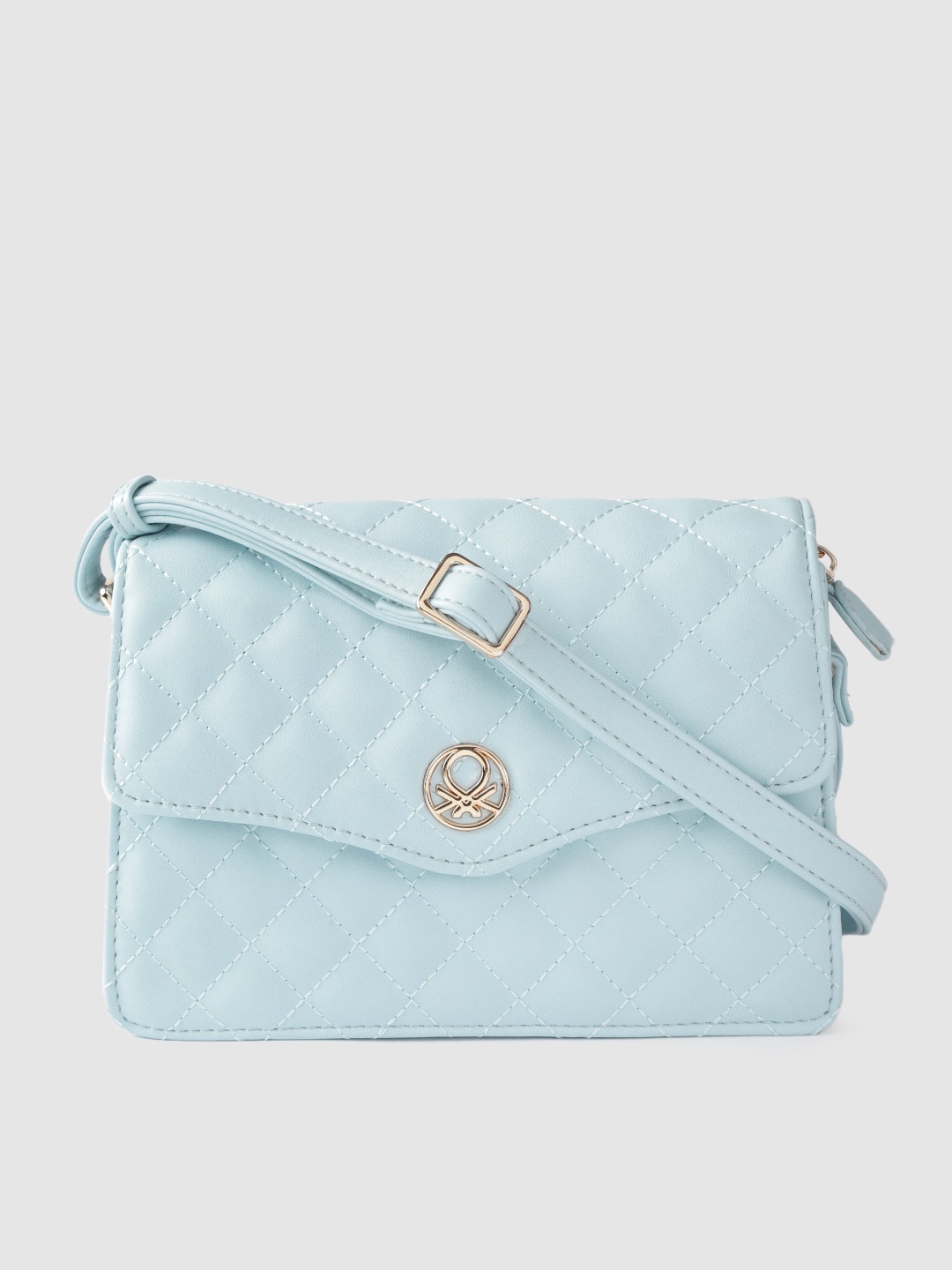 

United Colors of Benetton Blue Quilted Structured Sling Bag