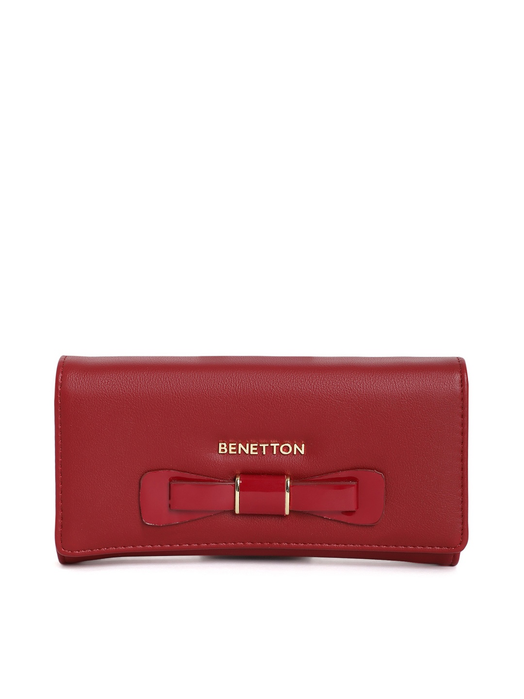 

United Colors of Benetton Women Red Solid Bow Detail Two Fold Wallet