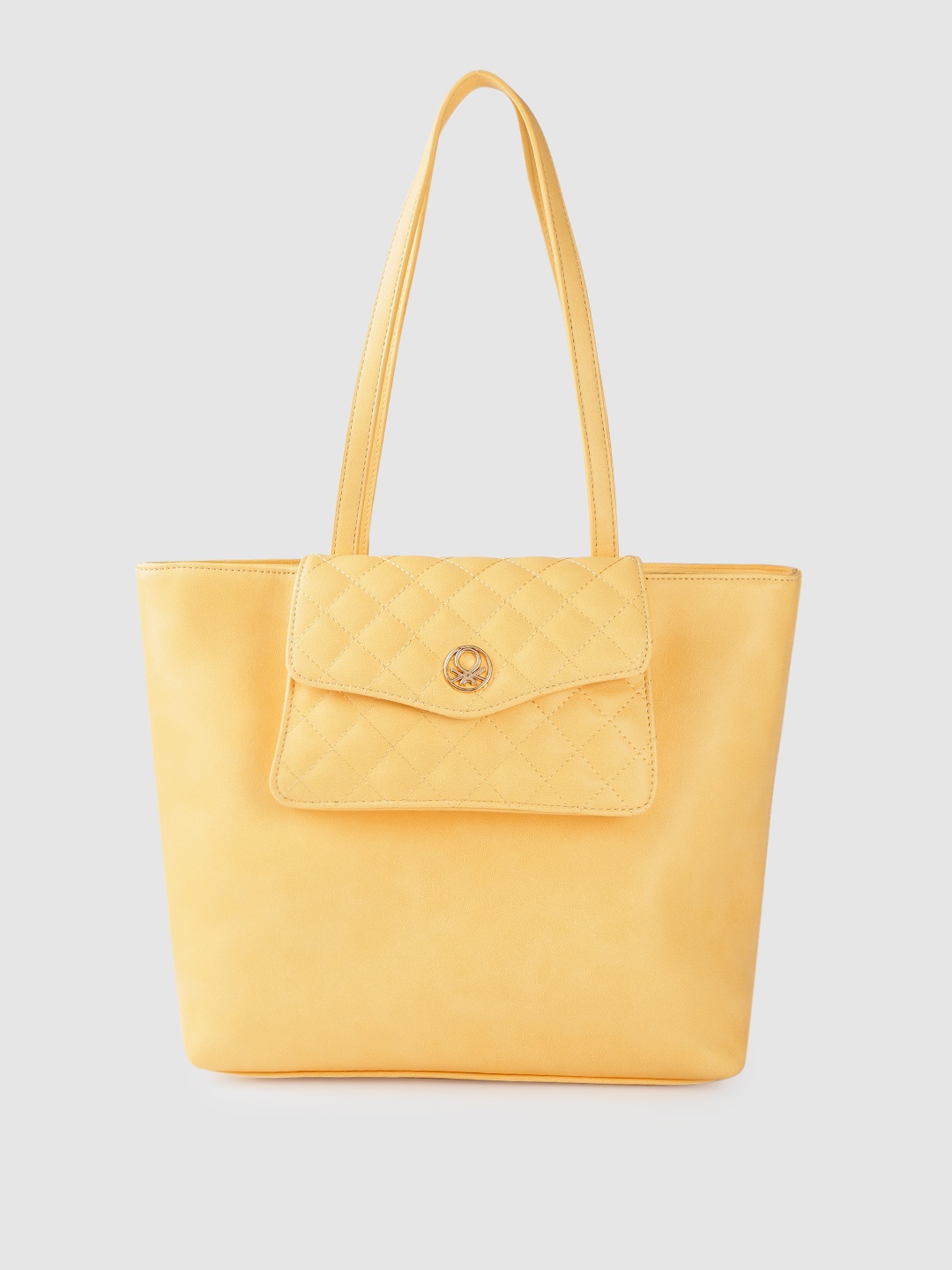 

United Colors of Benetton Yellow Solid Structured Shoulder Bag