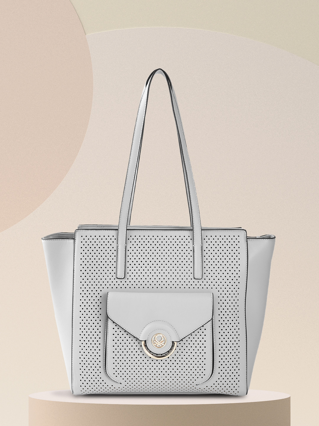 

United Colors of Benetton Grey Laser Cut Swagger Shoulder Bag
