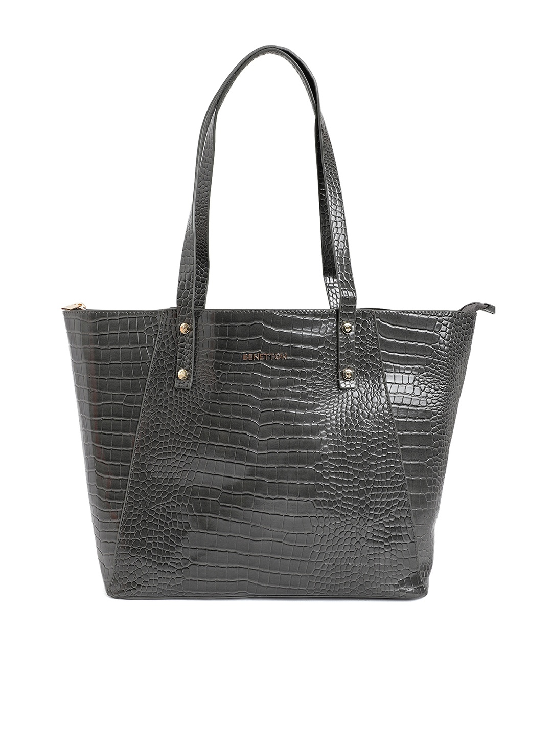 

United Colors of Benetton Charcoal Animal Textured Structured Shoulder Bag