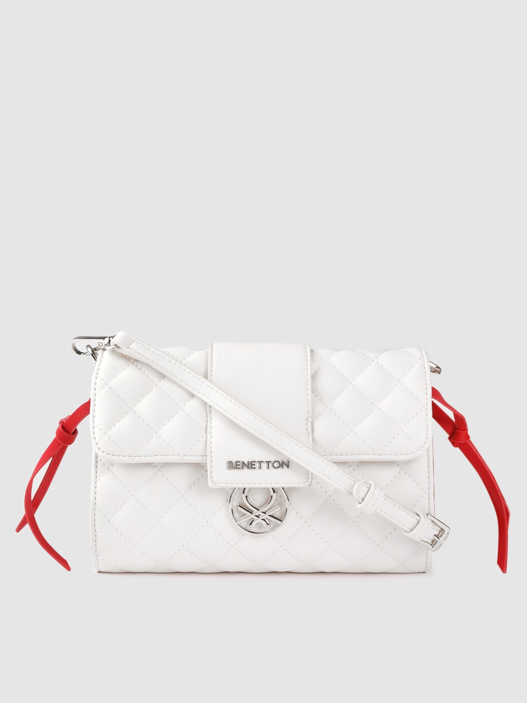 

United Colors of Benetton White Quilted Structured Sling Bag