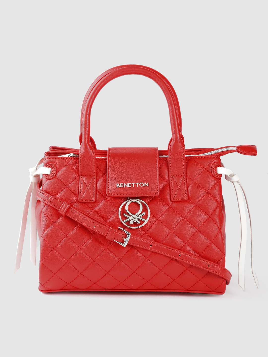 

United Colors of Benetton Red Quilted Structured Handheld Bag
