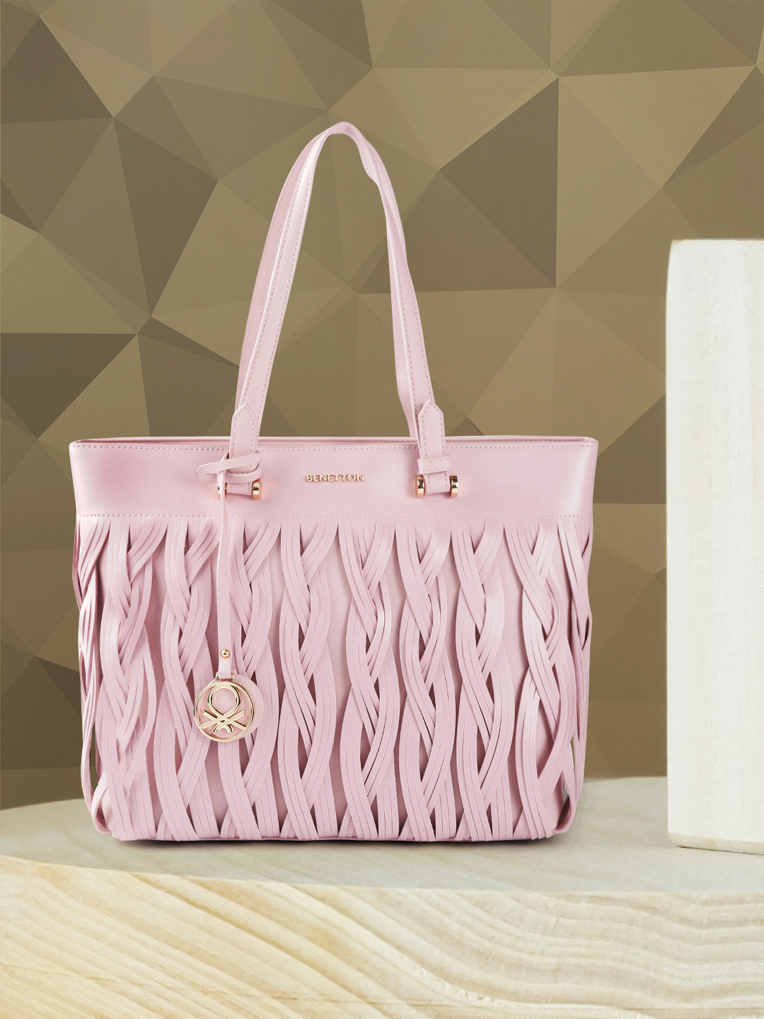 

United Colors of Benetton Pink Braided Structured Shoulder Bag