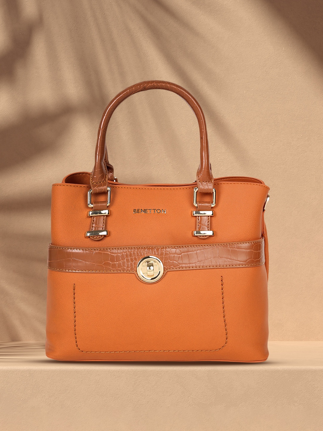 

United Colors of Benetton Brown Structured Handheld Bag