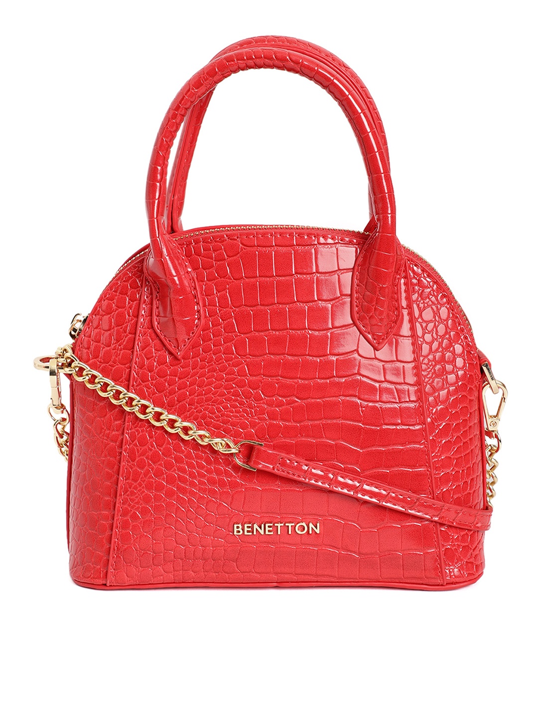 

United Colors of Benetton Red Textured Handheld Bag