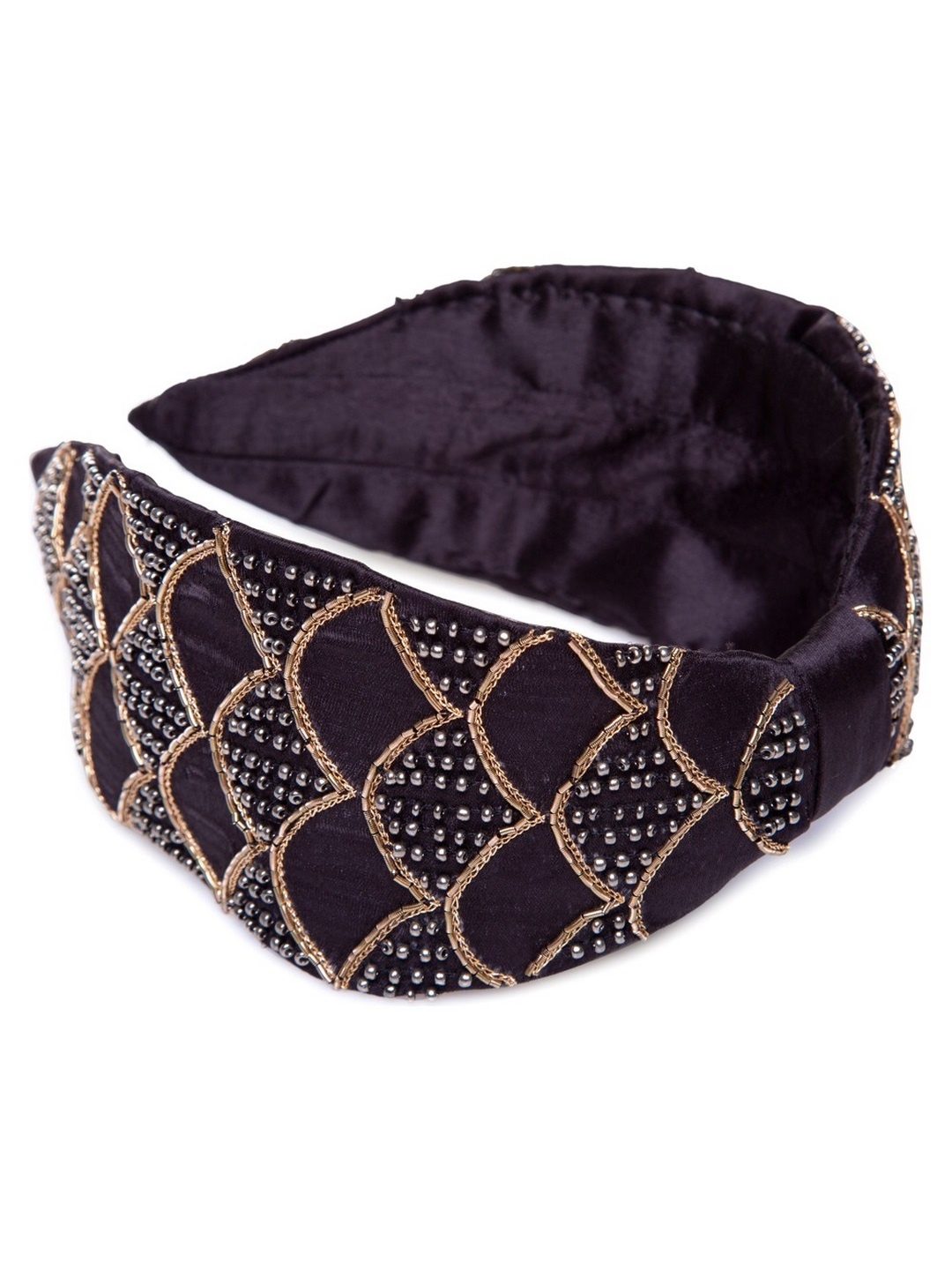 

Knotty Tail Women Black & Brown Embroidered Headband