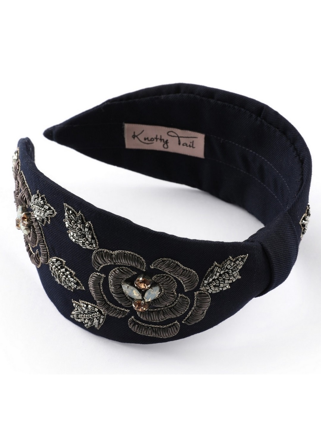 

Knotty Tail Women Black Floral Embellished Headband