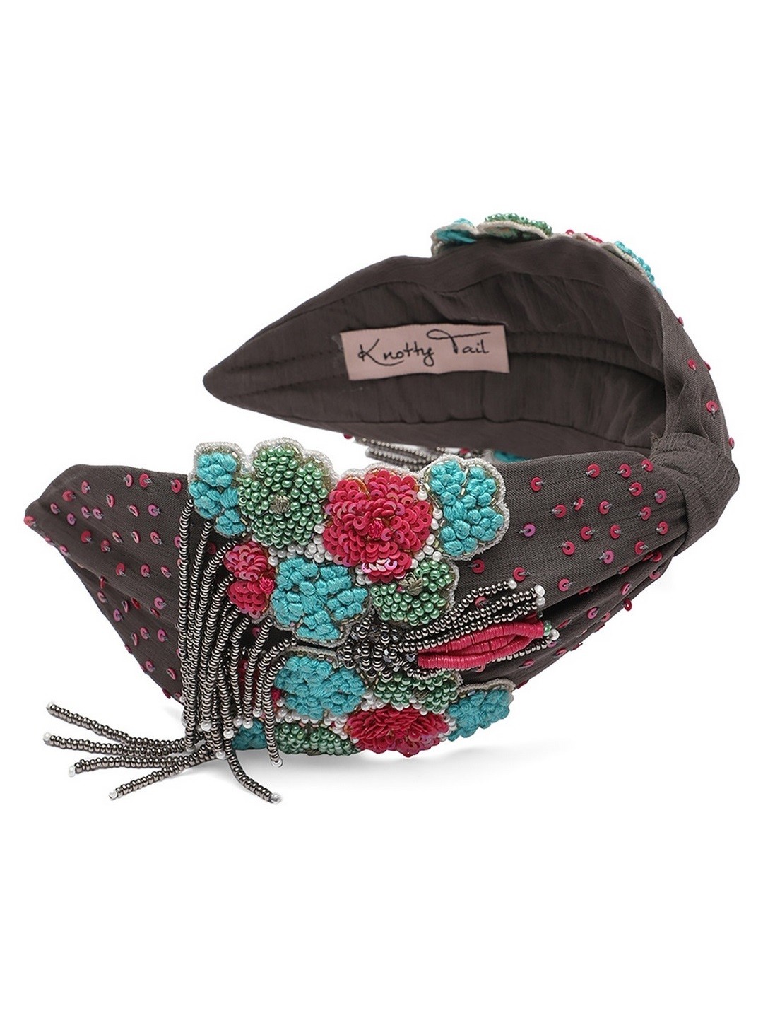 

Knotty Tail Red Multicoloured Embroidered Headband, Multi