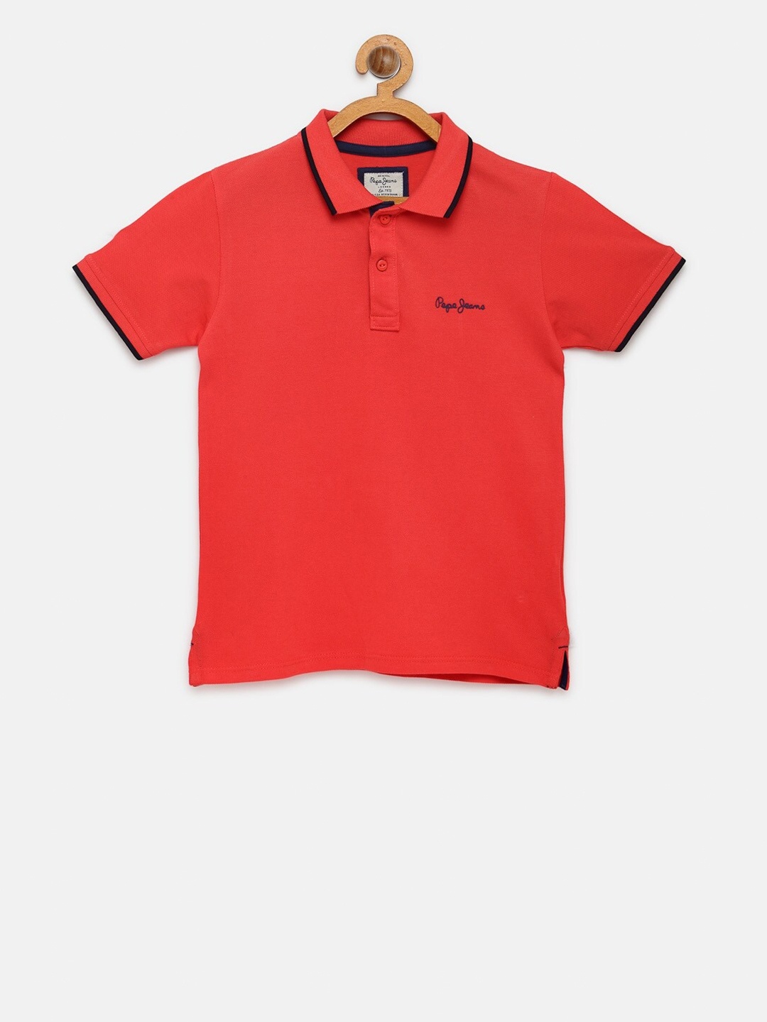 Pepe Jeans Boys Coral Solid Polo Collar Pure Cotton T-shirt