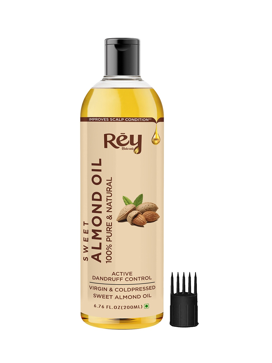 

Rey Naturals Virgin & Cold Pressed Pure Sweet Almond Oil 200 ml, Transparent