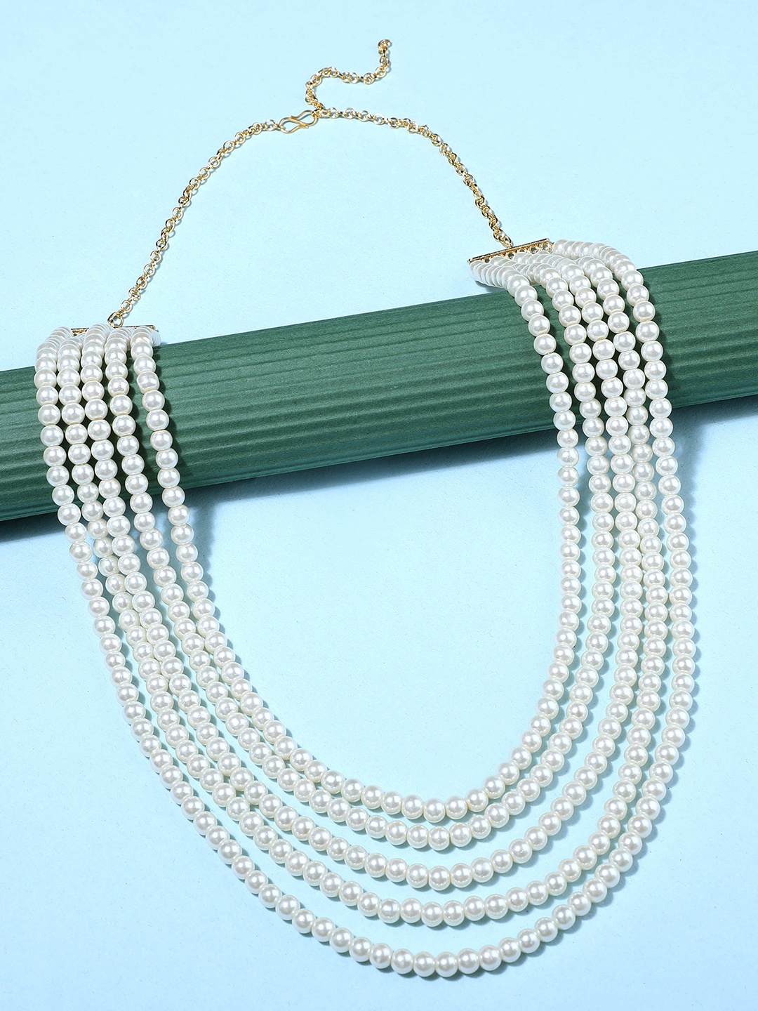 

Zaveri Pearls White Gold-Plated Pearls Layered Necklace