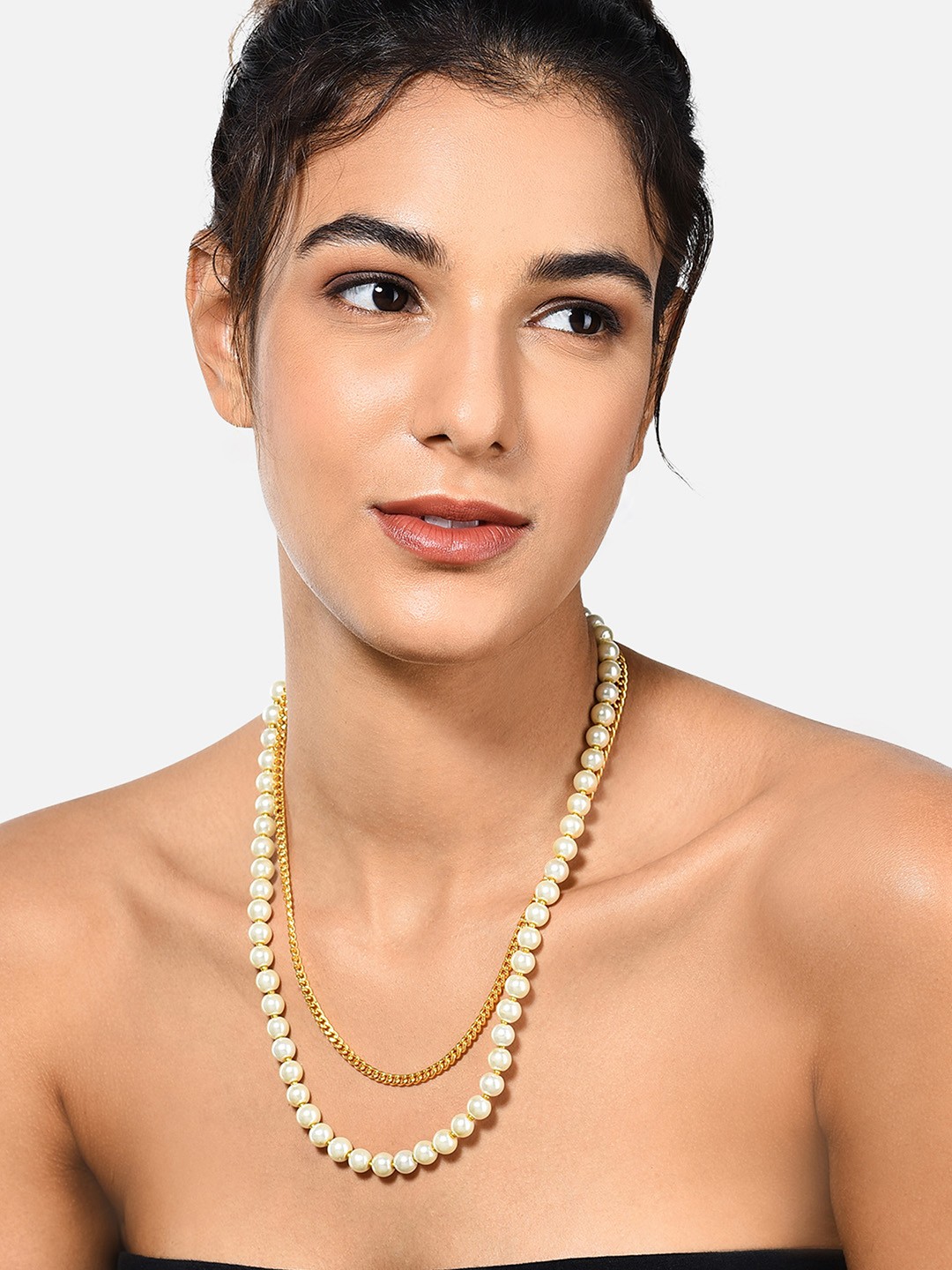 

Zaveri Pearls Off White Gold-Plated Layered Necklace