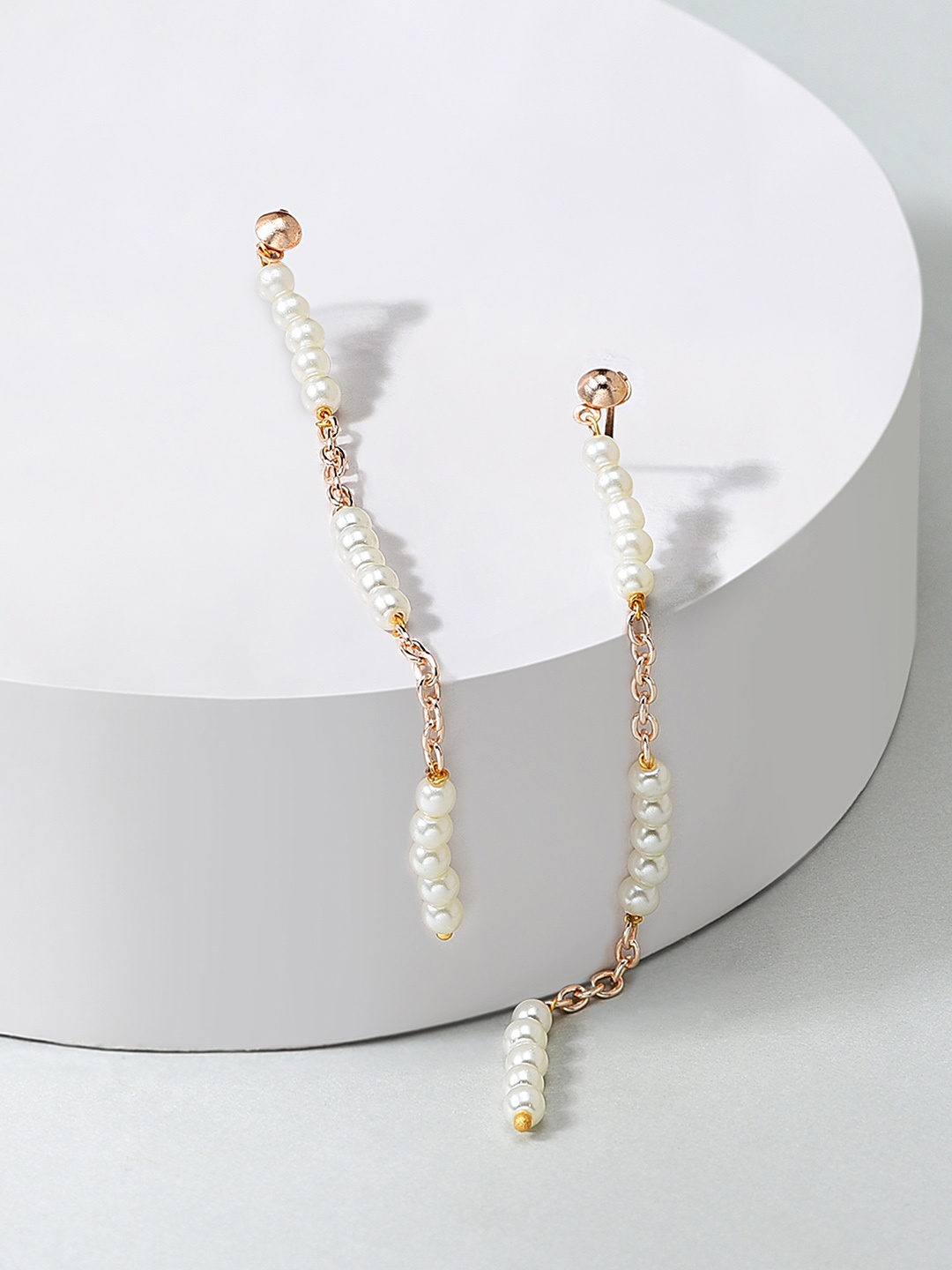 

Zaveri Pearls Rose Gold-Plated Pearls Beaded Contemporary Drop Earrings